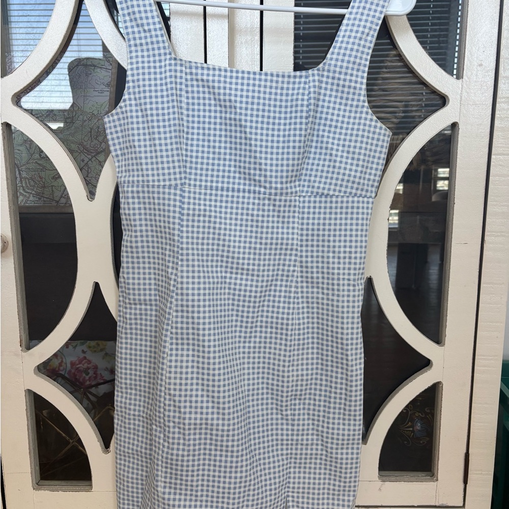 Women’s Blue Gingham Square-Neck Lulu’s Dress